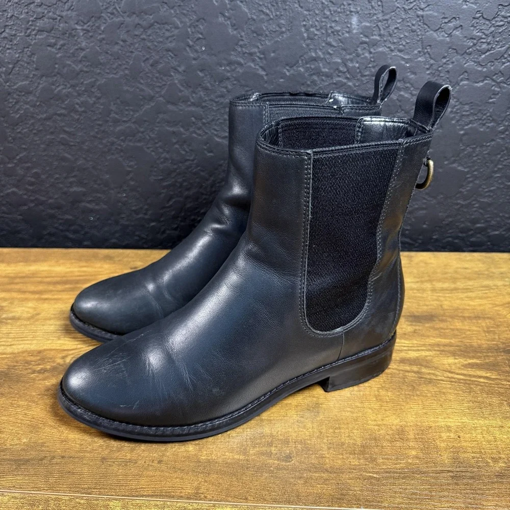 Cole Haan Nike Air D40586 Black‎ Leather Chelsea Ankle Boots Womens 6.5B